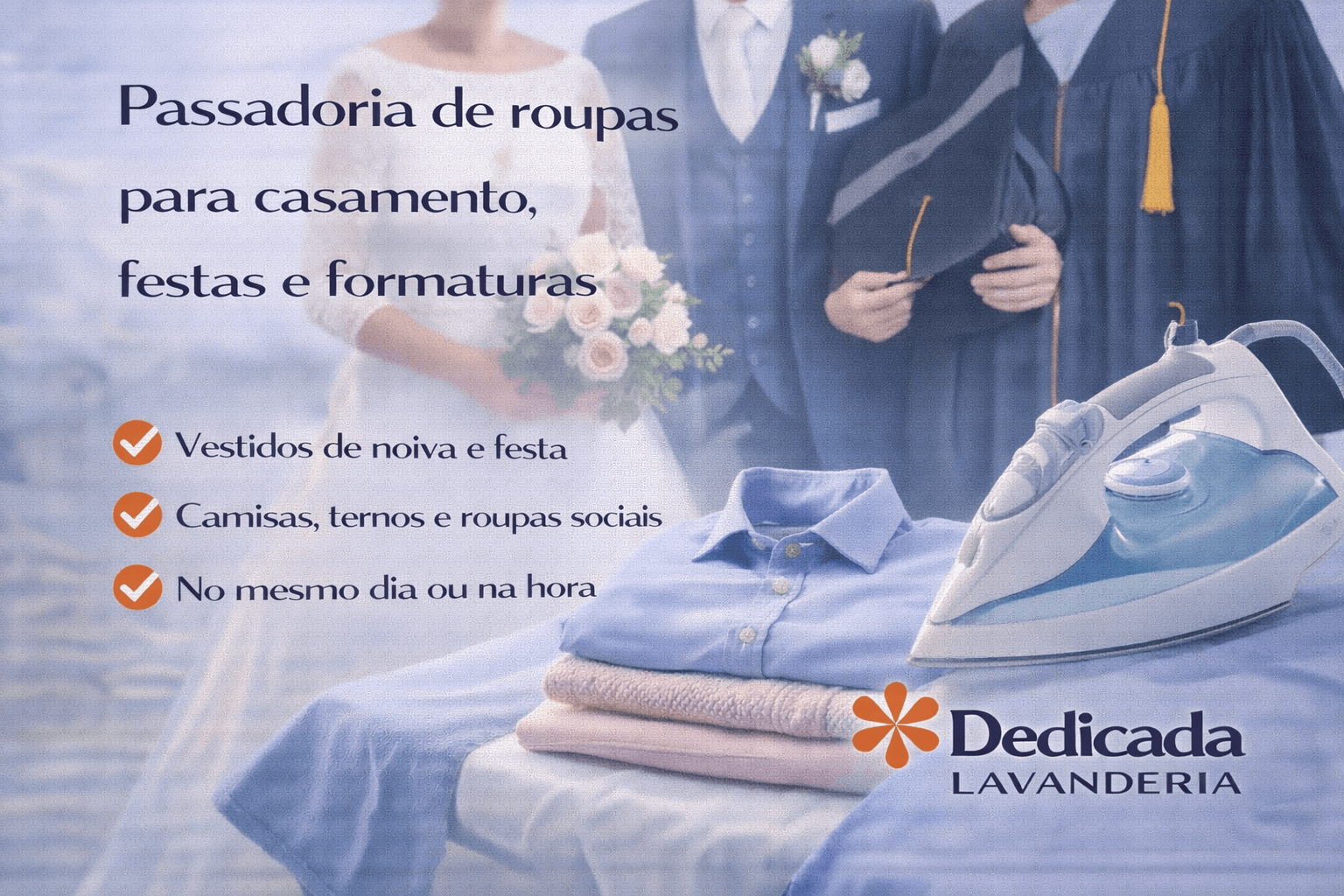 Lavanderia Florianópolis passadoria de roupas vestidos casamento festas e formaturas