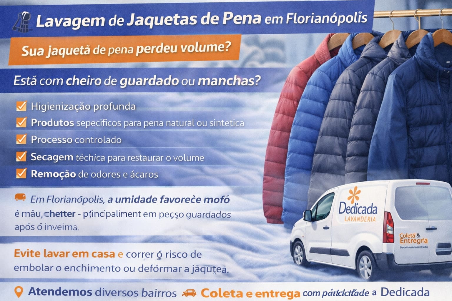 Lavanderia Florianópolis Jaqueta de Pena