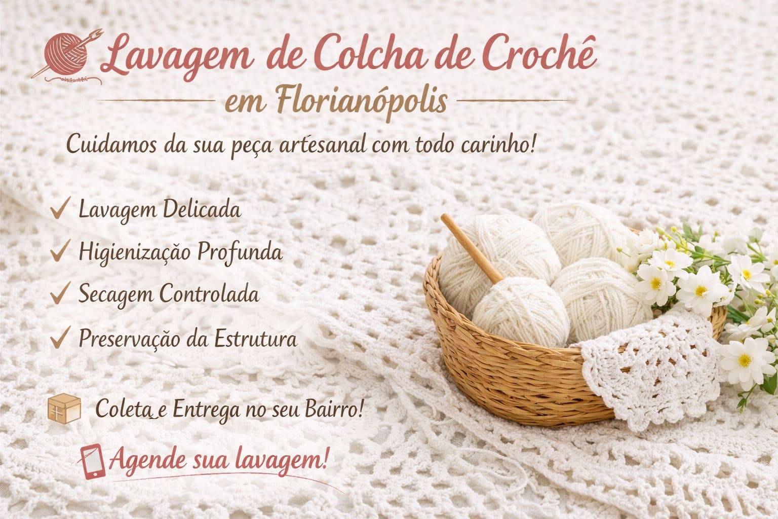 Lavanderia Florianópolis Lavagem Colcha Crochê