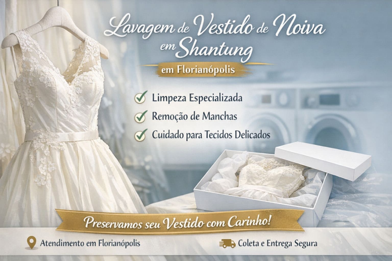 Lavanderia Florianópolis Vestido Noiva em Shantung