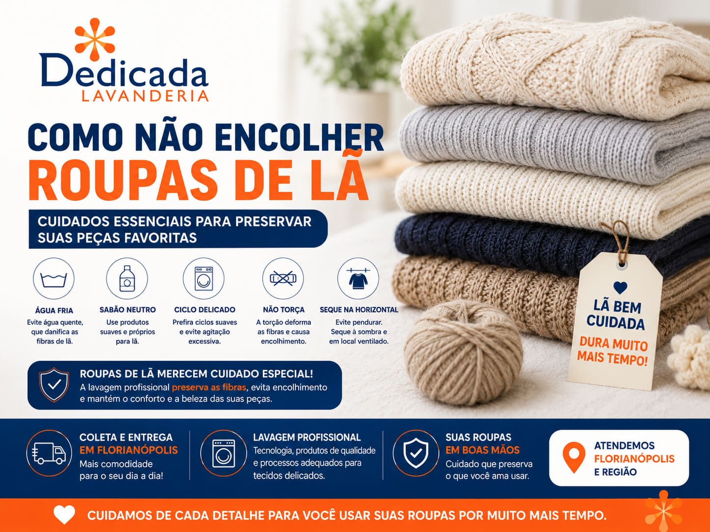 Lavanderia Florianópolis como não encolher roupas de lã