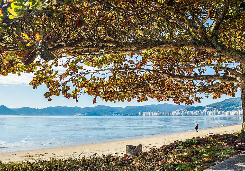 Orla do Balneário do Estreito, em Florianópolis, bairro atendido pela coleta e entrega da Dedicada Lavanderia