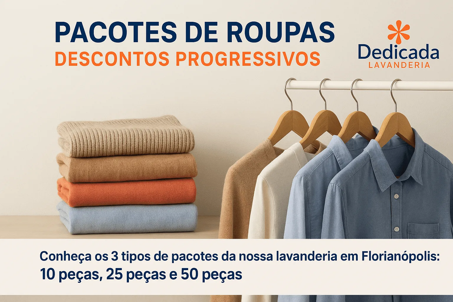 Lavanderia Florianópolis Pacote de Roupas Promocionais